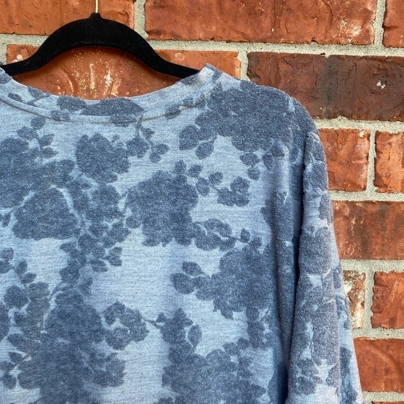 Simply Vera Wang Womens Large Gray Floral Terry Knit Sweater Tie Sleeves - Picture 5 of 10